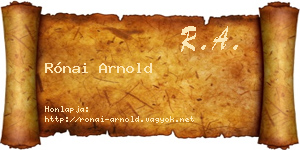 Rónai Arnold névjegykártya